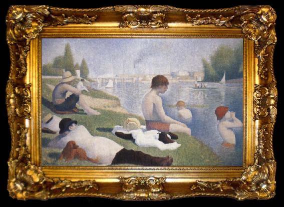 framed  Georges Seurat Bathers at Asnieres, ta009-2